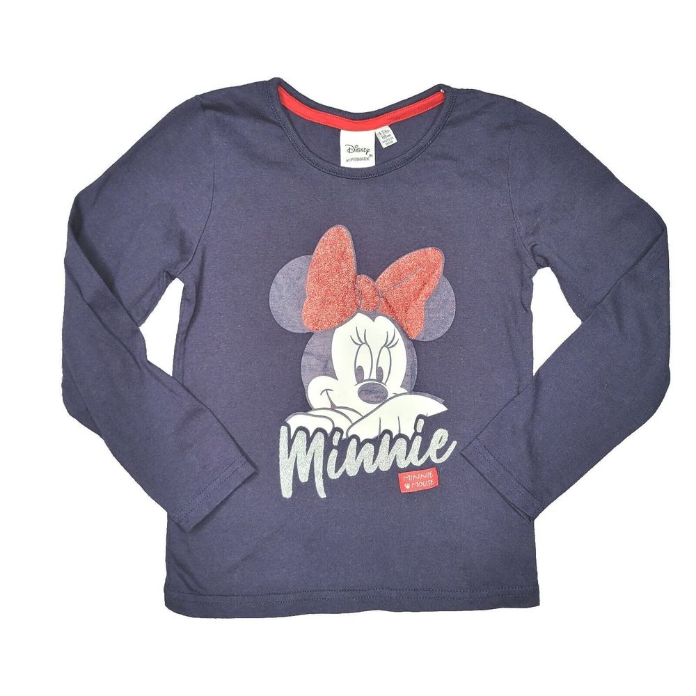 DISNEY At Primark MINNIE MOUSE LONG SLEEVE NAVY Shirt Xs Girls (SIZE 4-5) NWOT